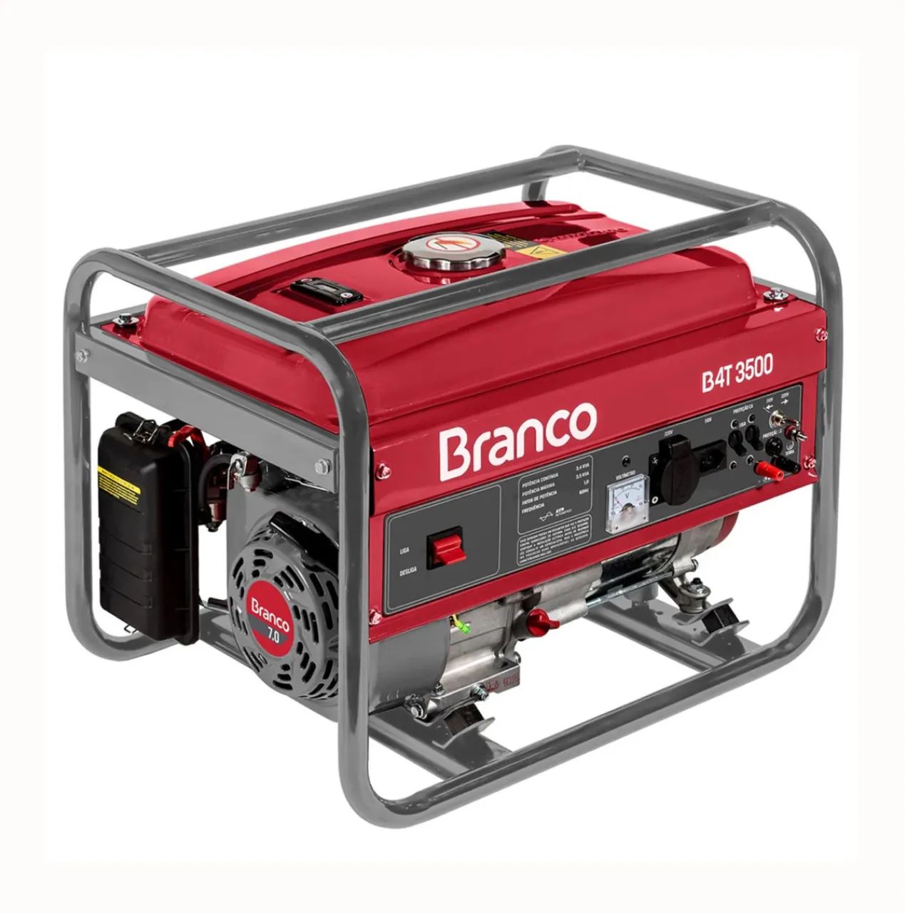 Gerador de Energia à Gasolina Branco B4T-3500 3,5Kva Monofásico