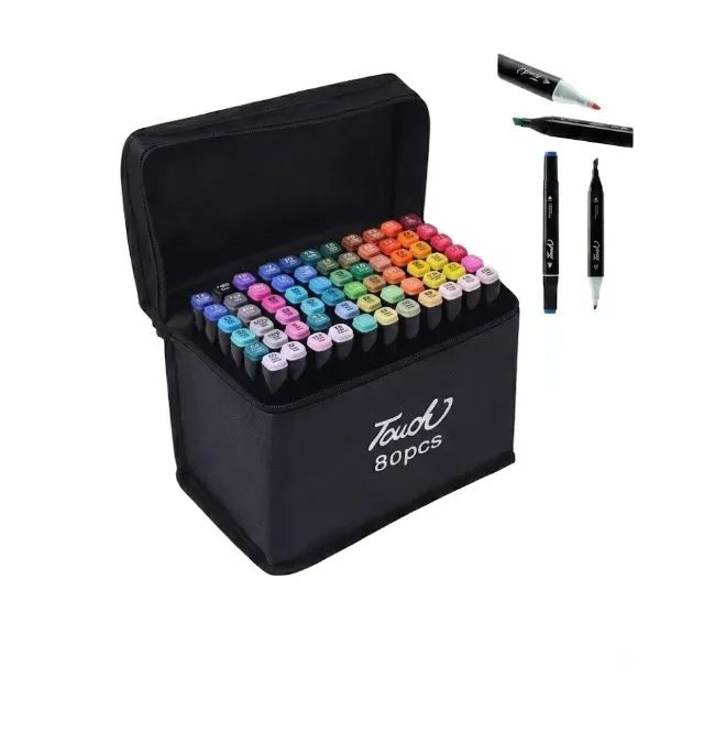  Kit Canetas Touch Ponta Dupla - 80 Cores