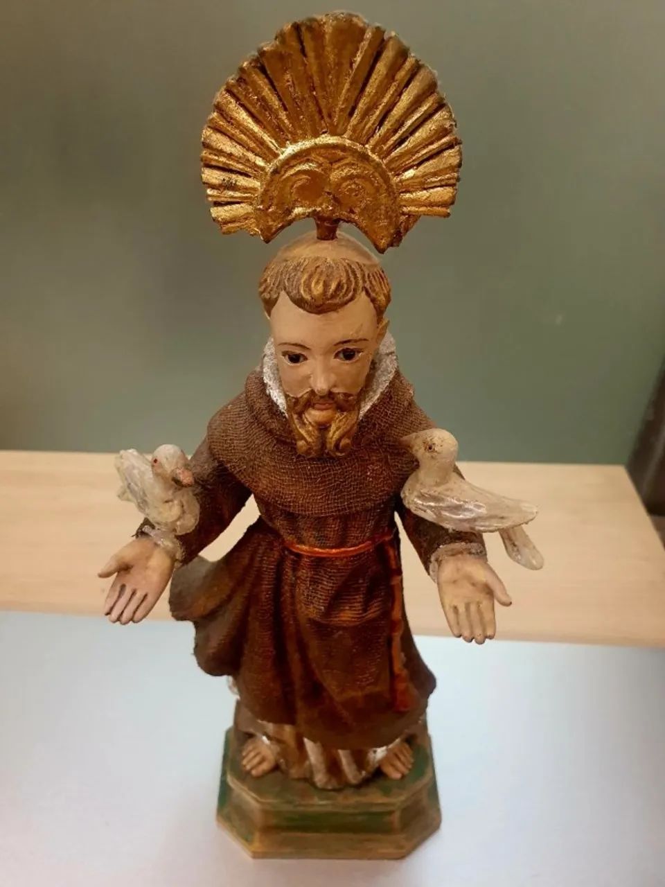 São Francisco De Assis Resina Com Resplendor 30cm - Foto 4