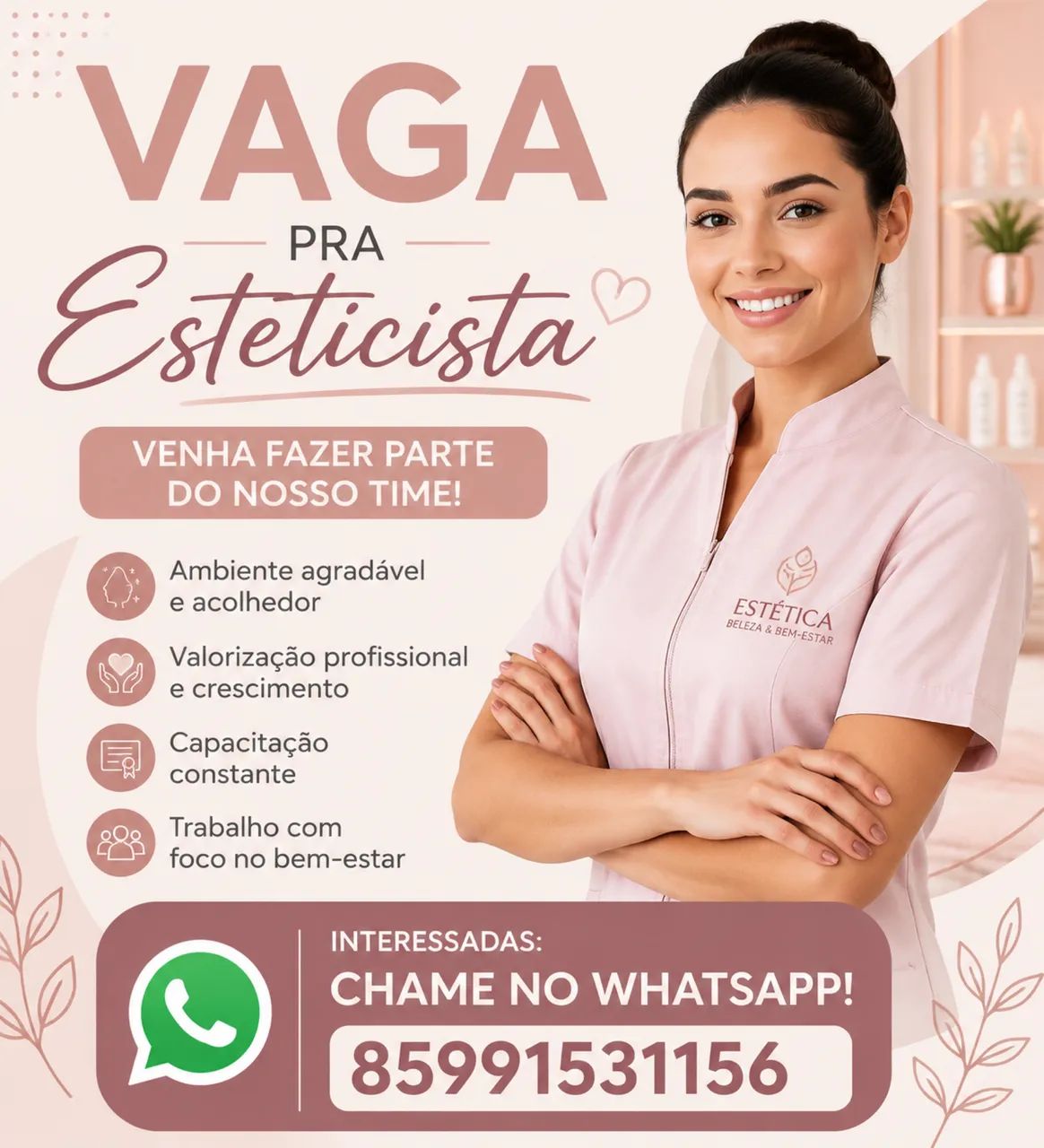 Vaga para esteticista 