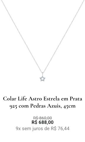 Vivara Colar Prata Estrela Pedras Azuis - Foto 2