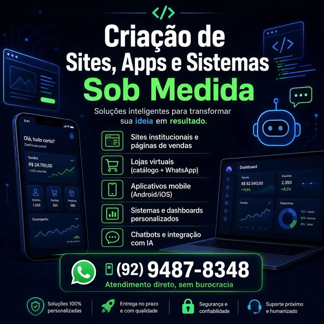 Criação de Sites, Apps e Sistemas ? Sob Medida