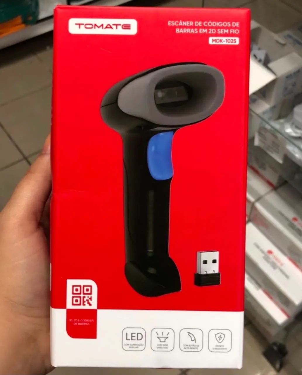 Leitor código de barras 2D sem fio 