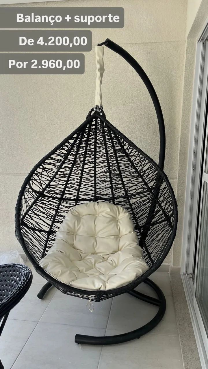 Cadeira de balanço balanço bola em vime fibra sintética corda náutica  - Foto 4