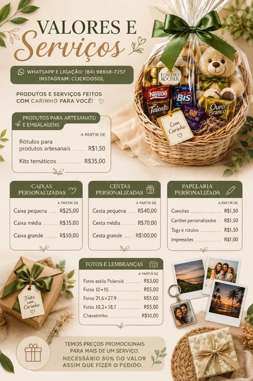 Cestas, Caixas e Lembranças Personalizadas | Click do Sol