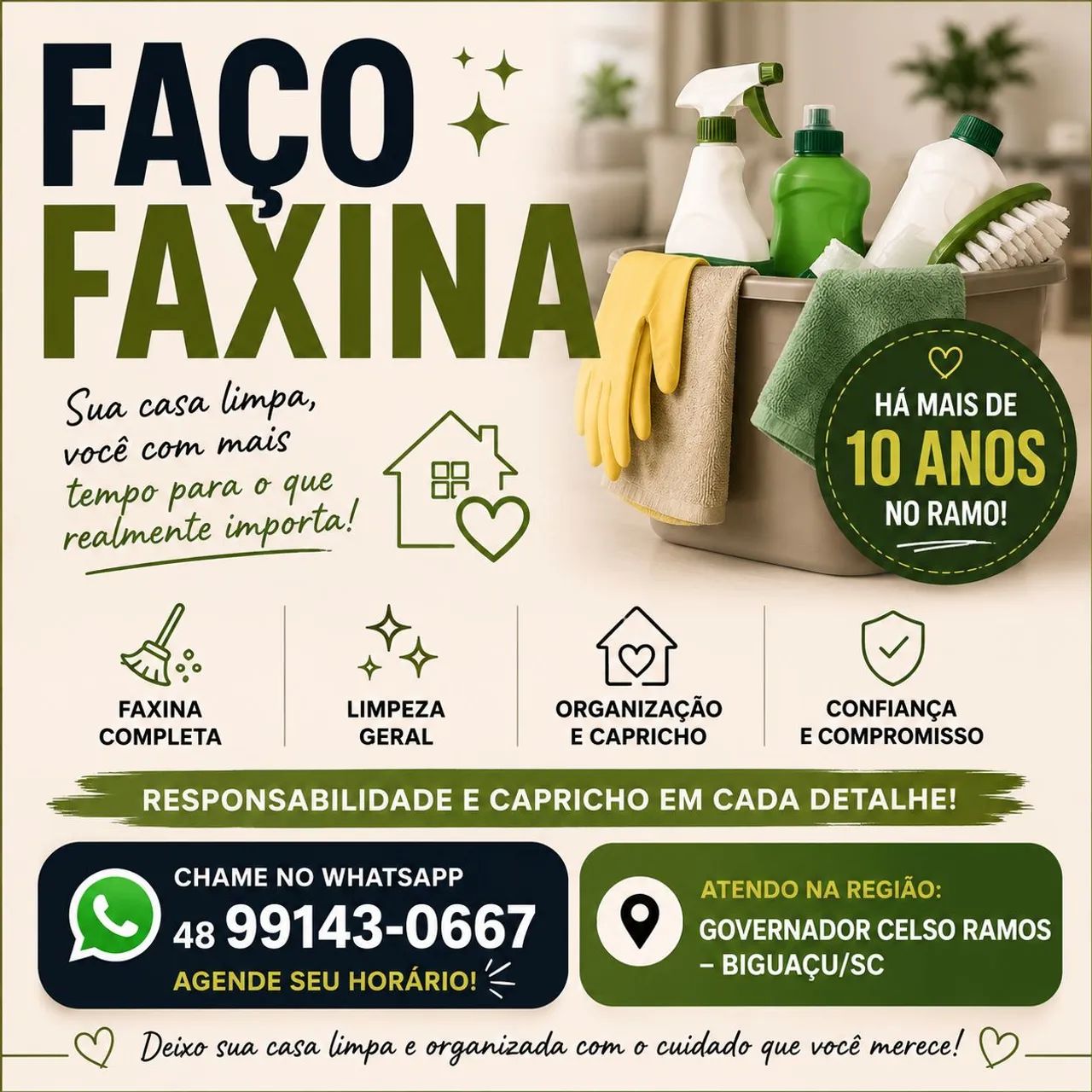 Faxina/ Diarista , há mais de 10 anos 