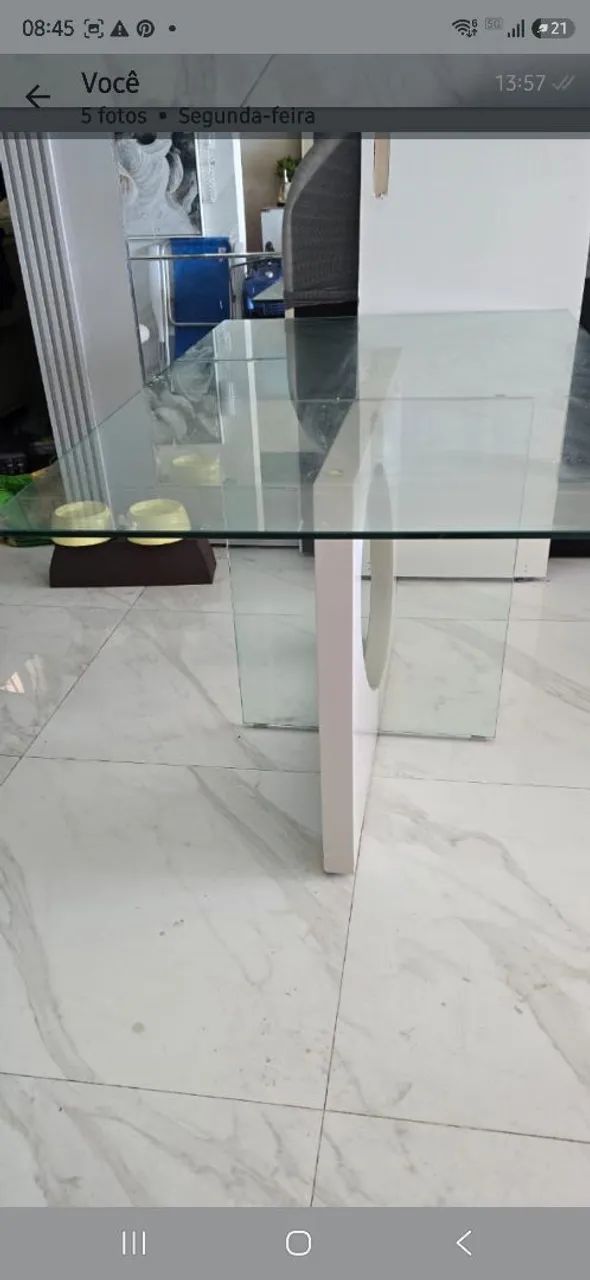 Mesa com tampo vidro temperado e base laqueada - Foto 3