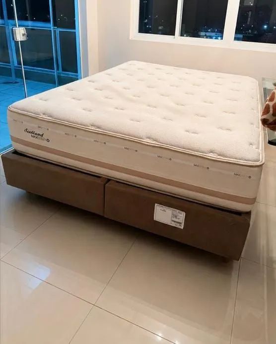 Cama Queen Completa (Colchão Maxspring Scotland + Base Box Suede) - 4 meses de uso - Foto 3
