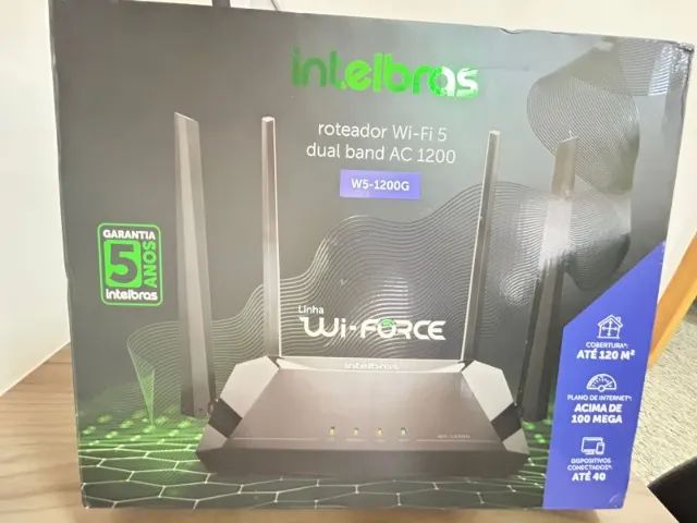 Roteador Wi-fi 5 porta Gigabit W5-1200g Intelbras - Dual Band Ac 1200 - Sem Uso