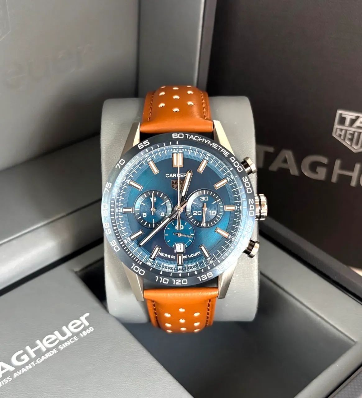 Relogio Premium Tag Couro - Azul - 43mm - Safira 