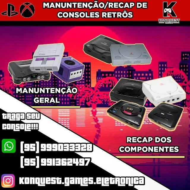 CONSERTO RESTAURAÇOES RECAPS DE CONSSOLES RETRÔS COMO SUPER NINTENDO MEGA DRIVE MASTER ETC