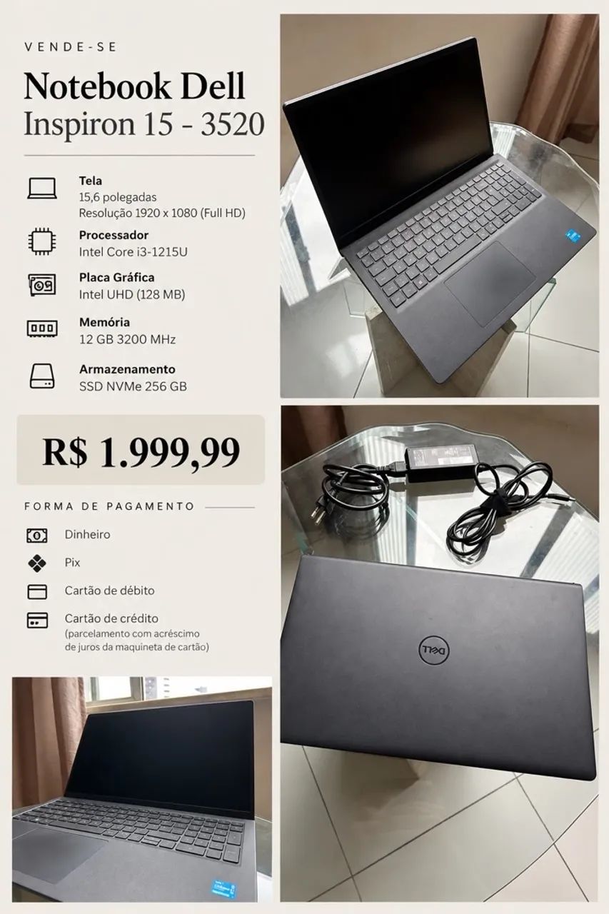 NOTEBOOK DELL - 1.700,00