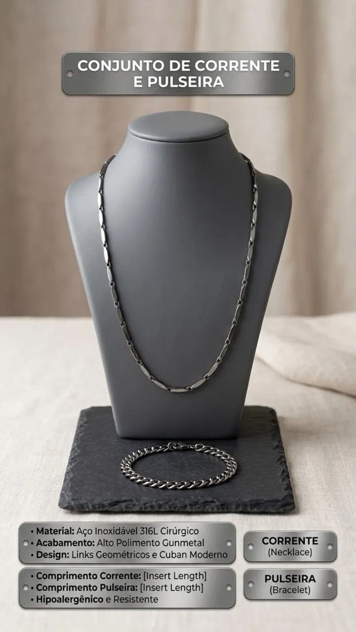 CORRENTE + PULSEIRA DE INOX 100% - Foto 2
