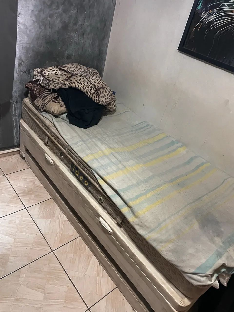 Bicama box branca MDf com cama auxiliar e  com baú