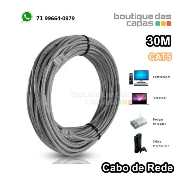 Cabo de rede ITLY cat 5e 30 metros - cinza