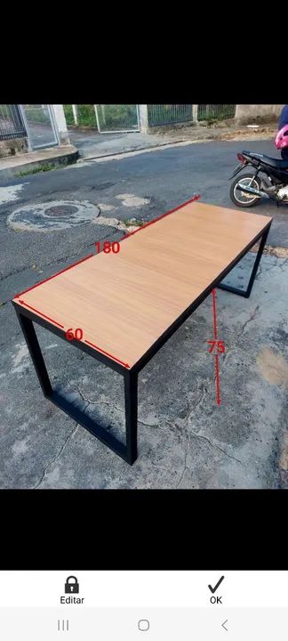 Mesa reta estilo industrial  - Foto 2
