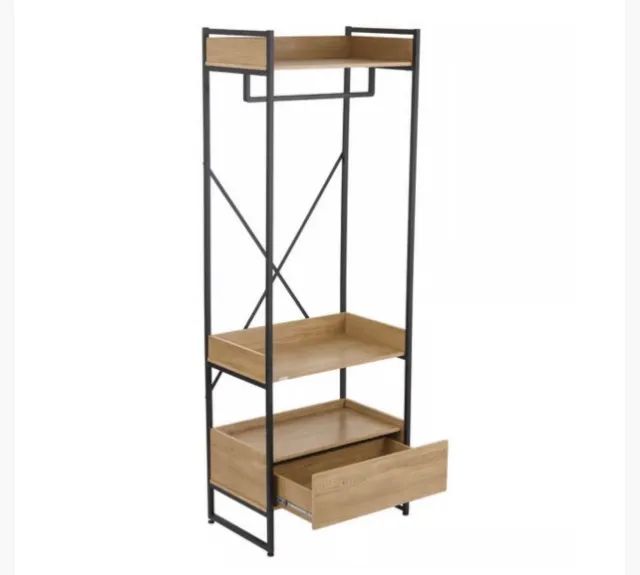 Closet novo com 1 Gaveta 2 Prateleiras e 1 Cabideiro, cor freijó e preto fosco - Foto 3