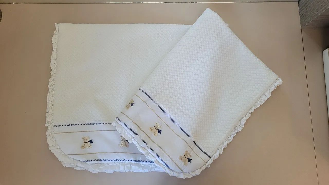 Manta para Bebê - Enxoval -  Branco com Ursinhos - Foto 4