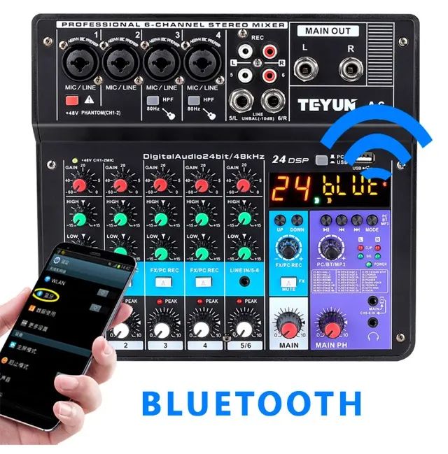 Mesa de Som Analógica TEYUN A6 USB/MP3/BLUETOOTH - MS0090 - Foto 4