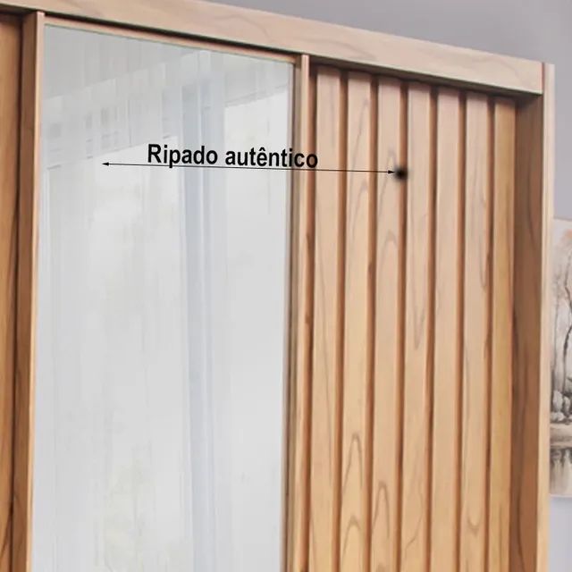 Roupeiro Teresópolis Ripado C/Espelho Larg. 2.23m Cinamomo rf65 - Foto 3
