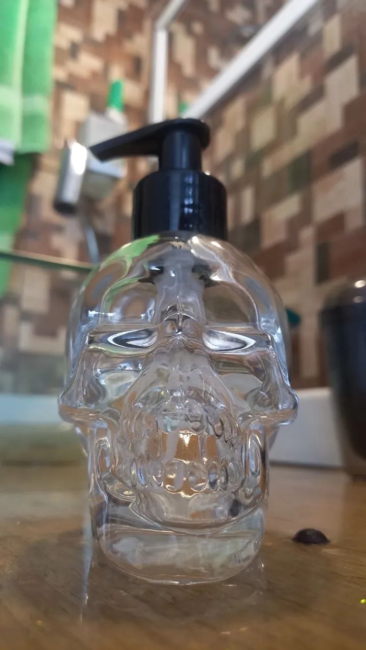 Saboneteira Skull Caveira Vidro Pesado (só O Frasco)
