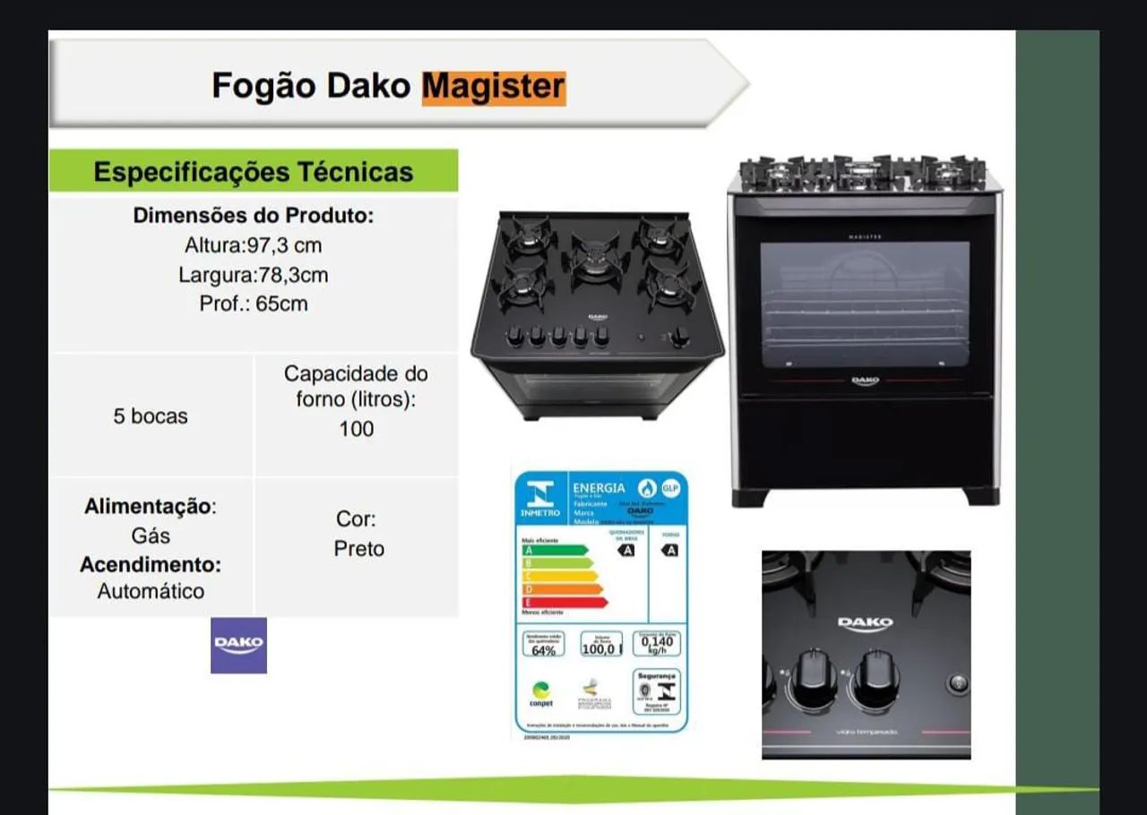 Fogão 5 bocas mesa de vidro  - Foto 5