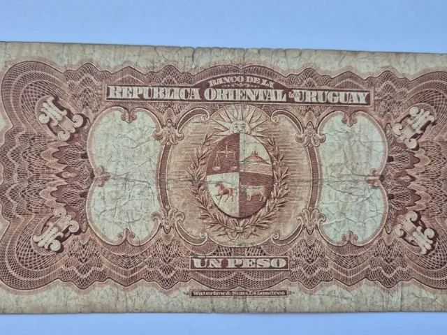 Cédula Antiga Uruguai. Un Peso / 1 Peso. Série XI. 1914! - Foto 5