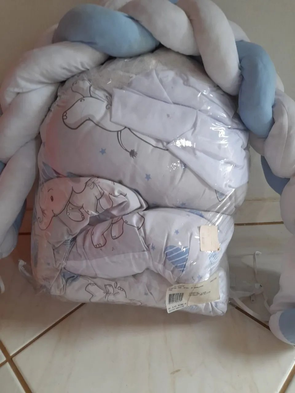 Kit berço elefante azul e branco
