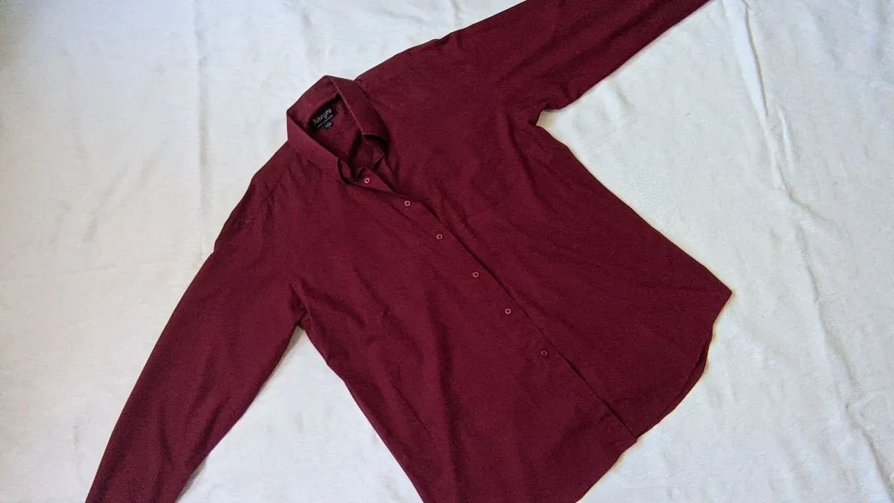 Camisa Social Vinho GG  - Foto 2