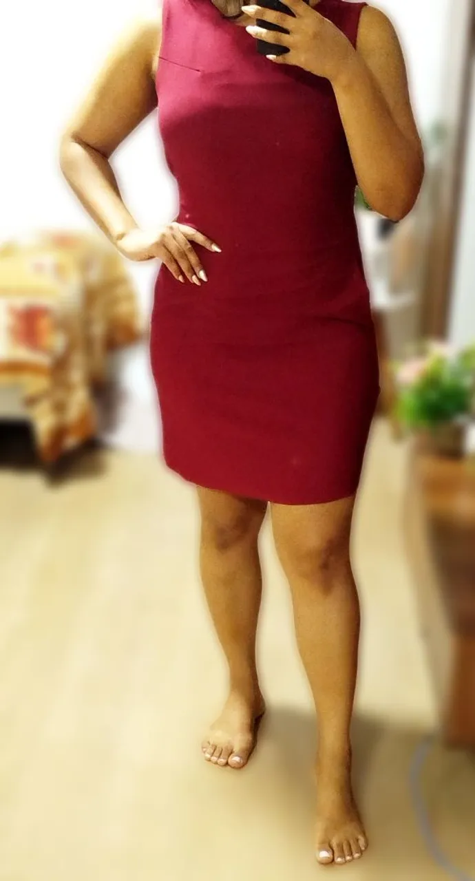 Vestido Vermelho Elegante curto com bolsos e faixa na cintura