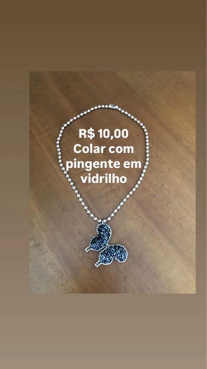 Colar com pingente em vidrilho - Foto 2