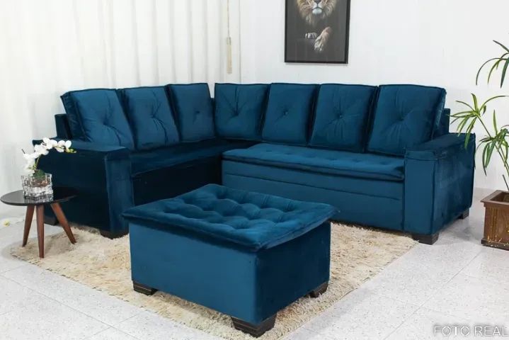 sala sofa de canto com puff - Foto 5