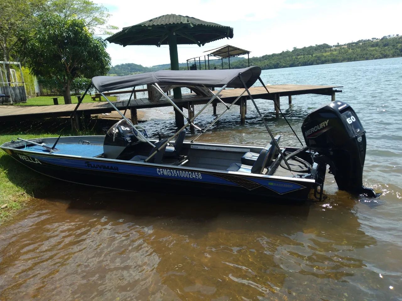 Barco fluvimar  bastante 5.5 com motor  mercury  60hp  4 tempo.