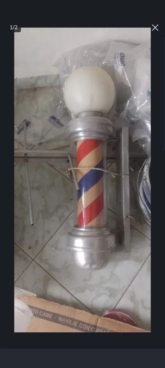 Barber Pole/pirulito Giratório Poste De Barbeiro - Foto 4