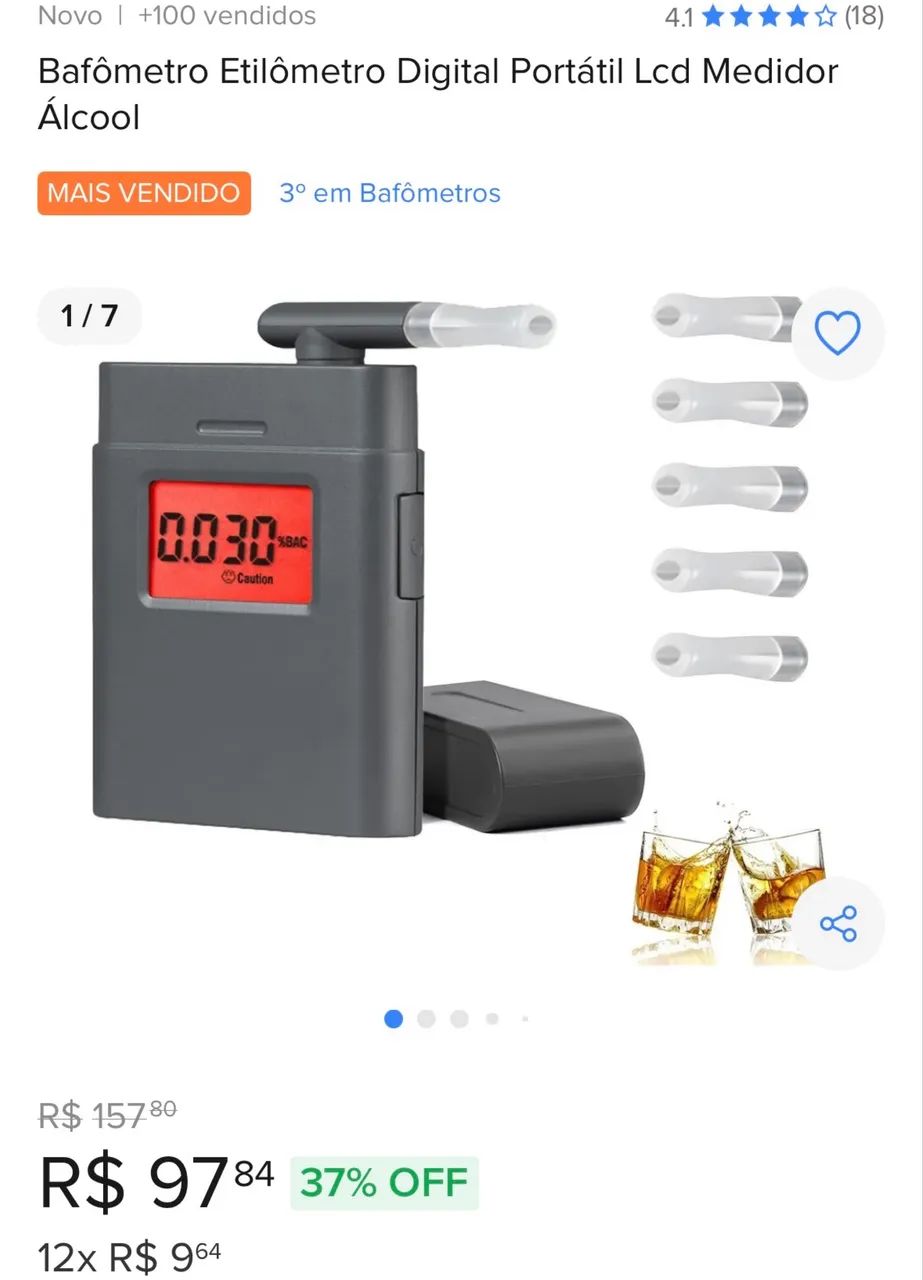 bafometro etilometro digital - para brincar com os amigos de quem fica mais bebado kkk - Foto 2