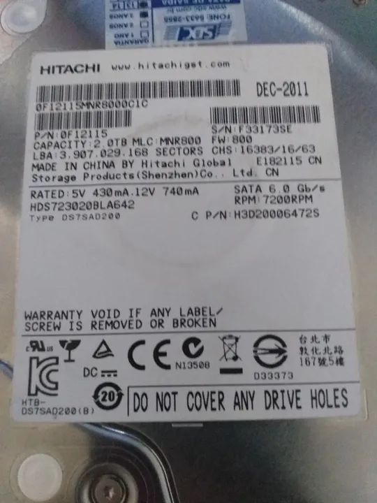 Placa Lógica // HD Hitachi 2TB - Foto 2