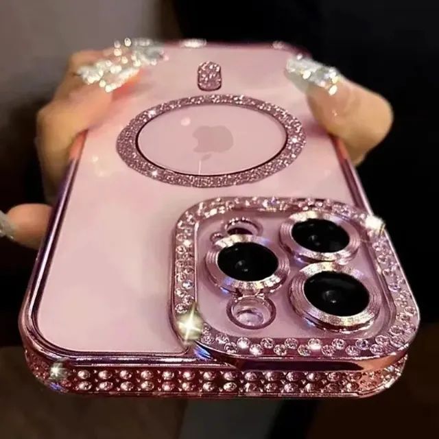 Capa Capinha Magsafe P/ iPhone 12-14-15pro max - Glitter Diamante Para Mulher - Foto 4