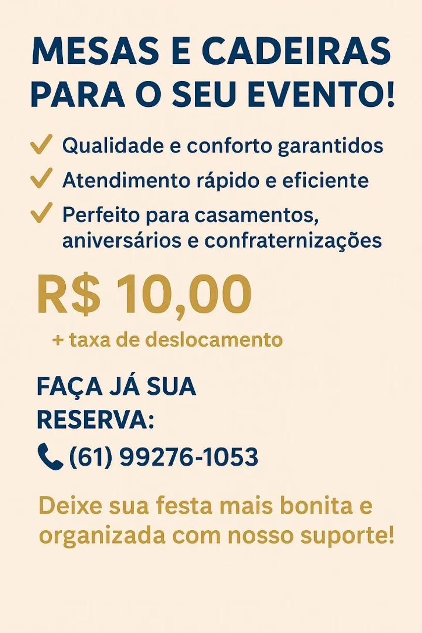 Mesas e cadeiras 
