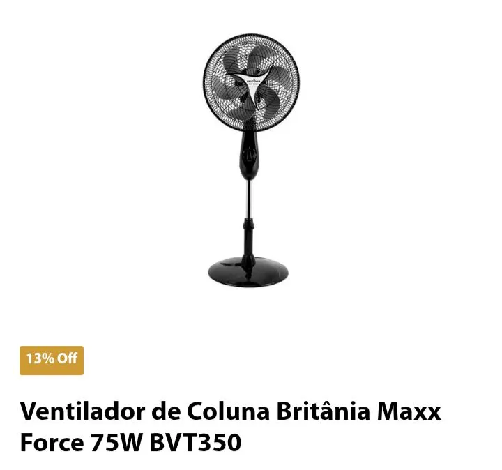 Ventilador de Coluna Britânia Maxx Force 75W BVT350 - 13% Off