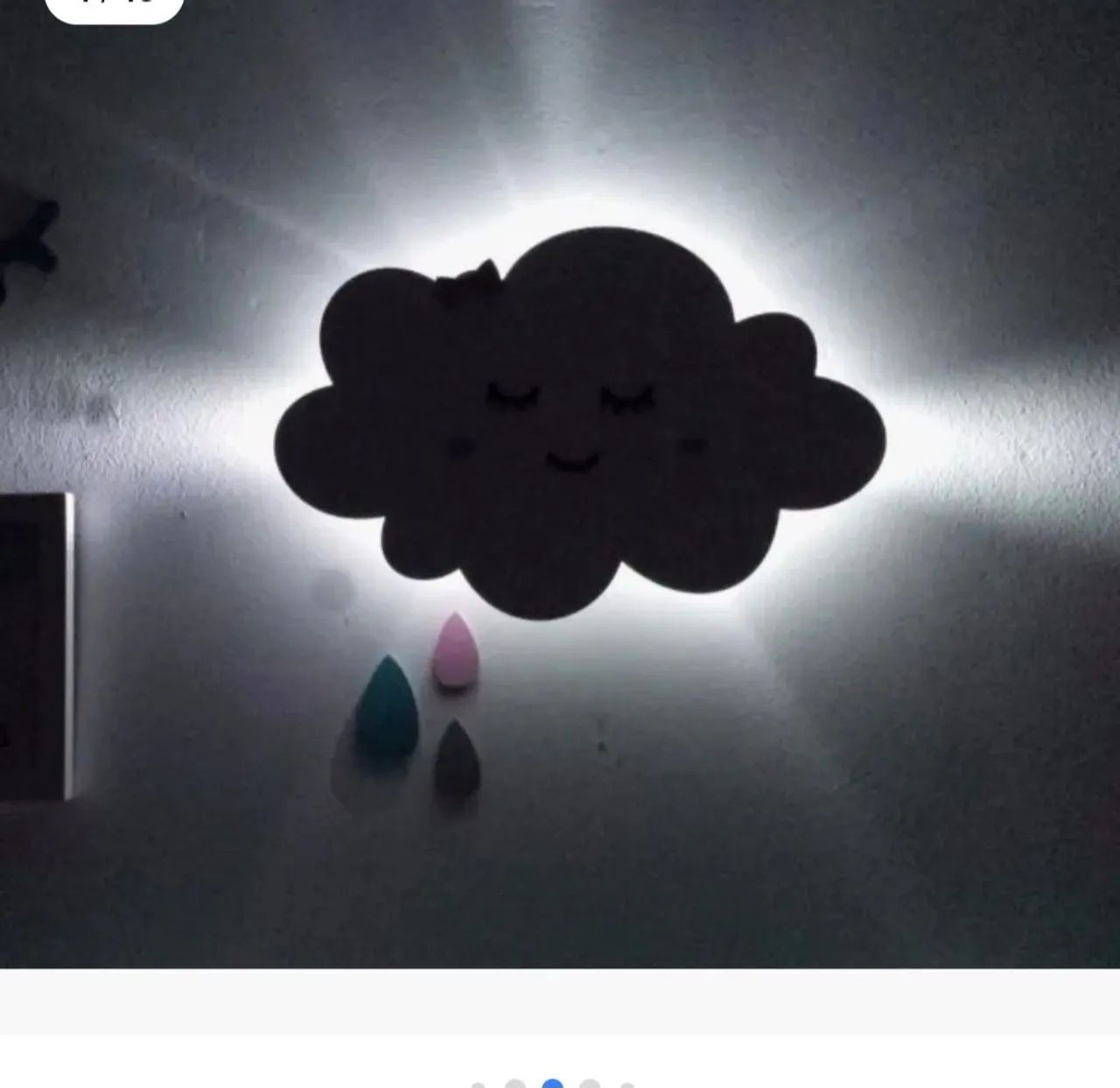 Kit Decorativo luminária led Nuvem, Arco-Íris e Corações - Foto 6