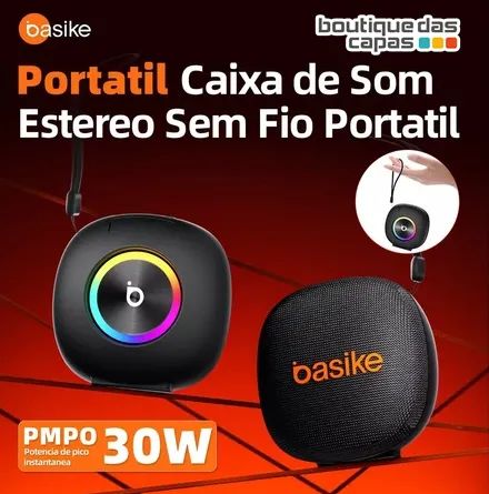 Caixa de Som Estéreo Sem Fio 30w - Basike - IPX6 Resistencia a água Tempo em Música: 6-8 h