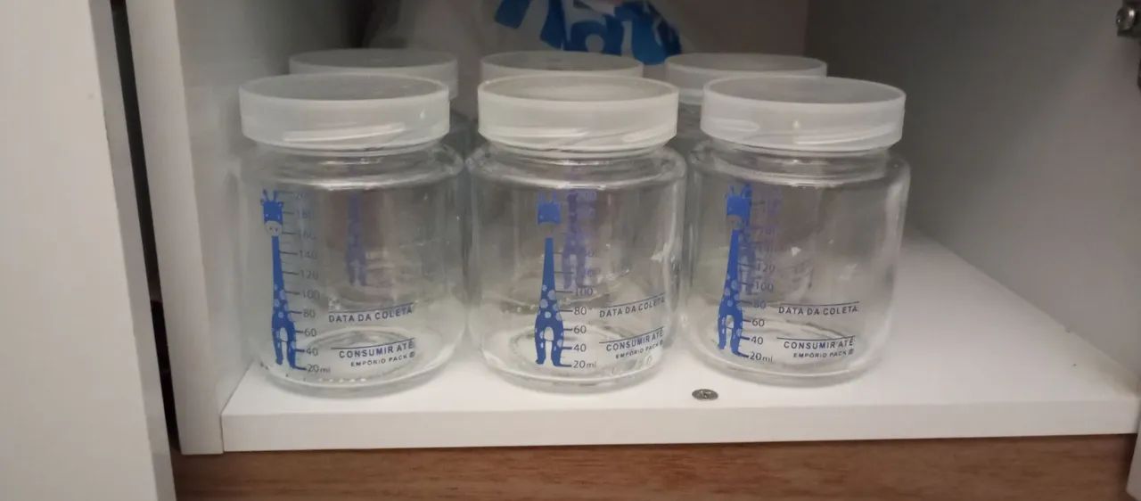Potes de vidro pra armazenar leite materno Pack - 6 Peças