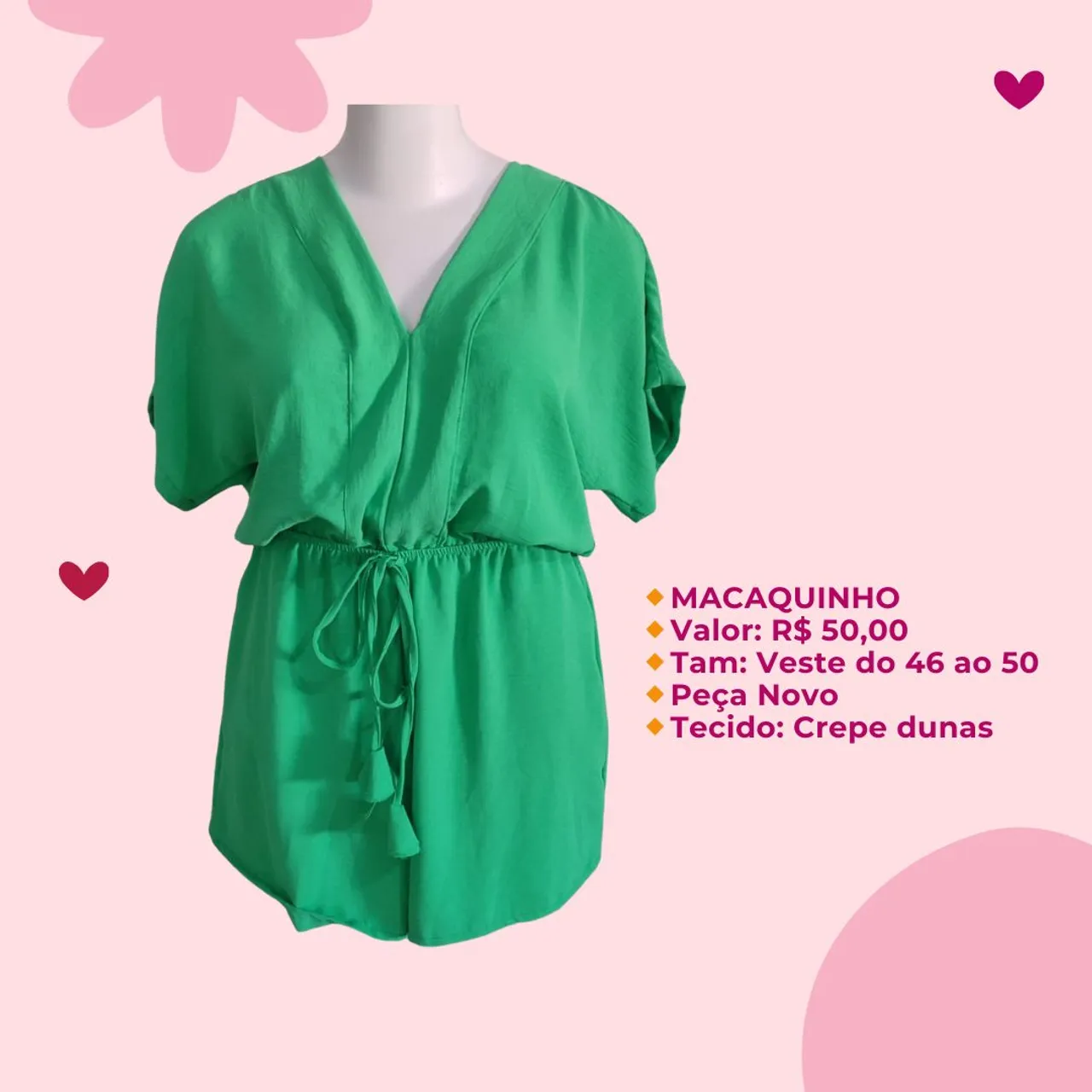 Macacão verde crepe dunas - Novo
