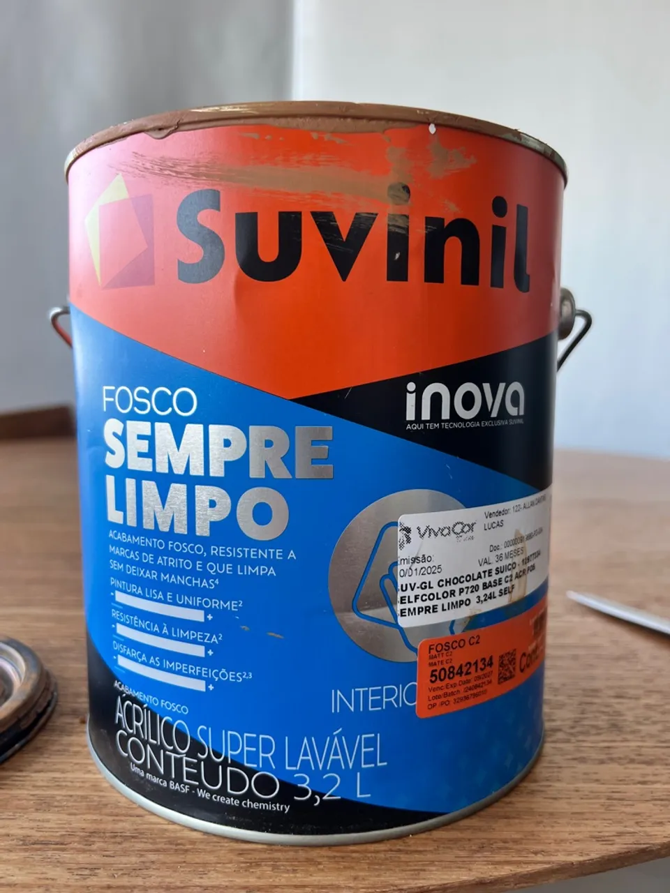 Tinta Suvinil fosco sempre limpo (metade da lata)