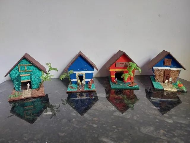 Casas Decoração Maquete Artesanal MDF HO