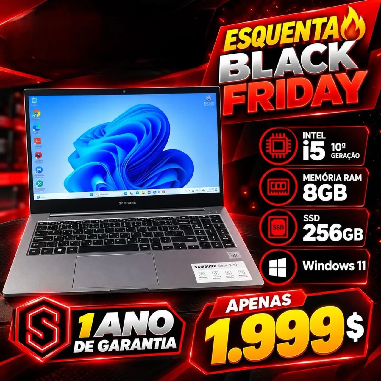 Notebook i5 de 10 geração Samsung 
