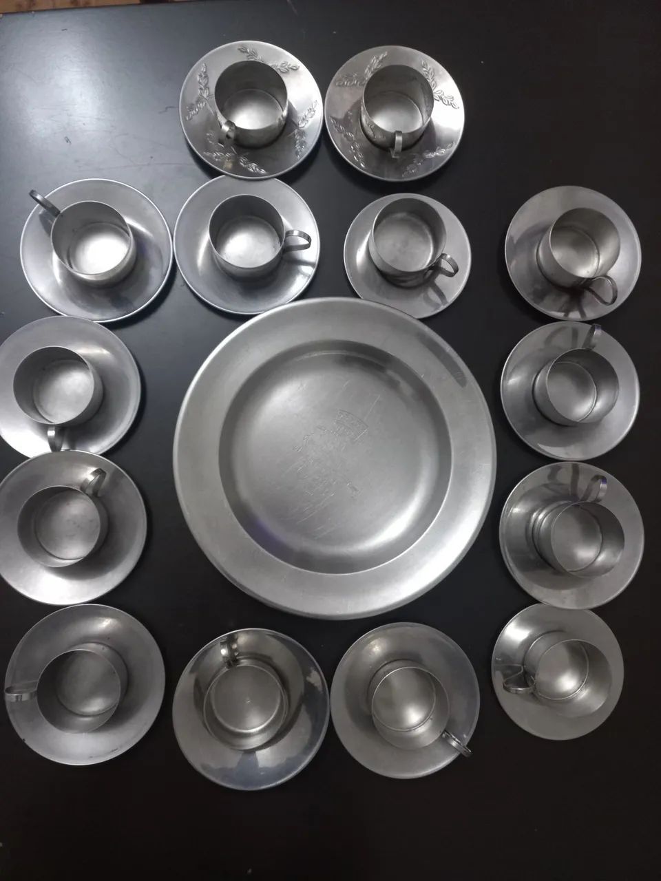 14 peças porta xícaras + 1 prato inox antigo - Foto 5