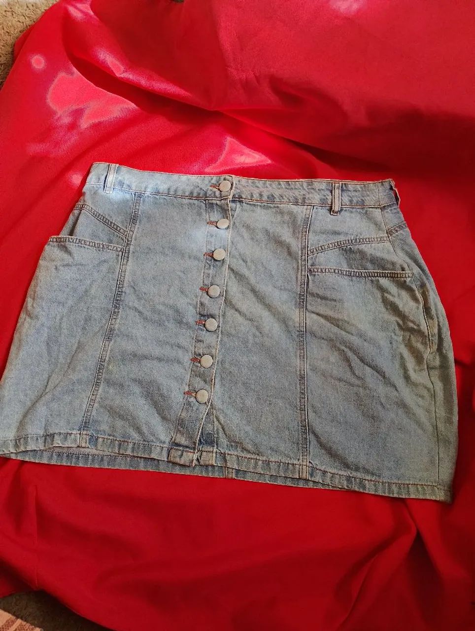 Mini saia jeans feminina tam 50