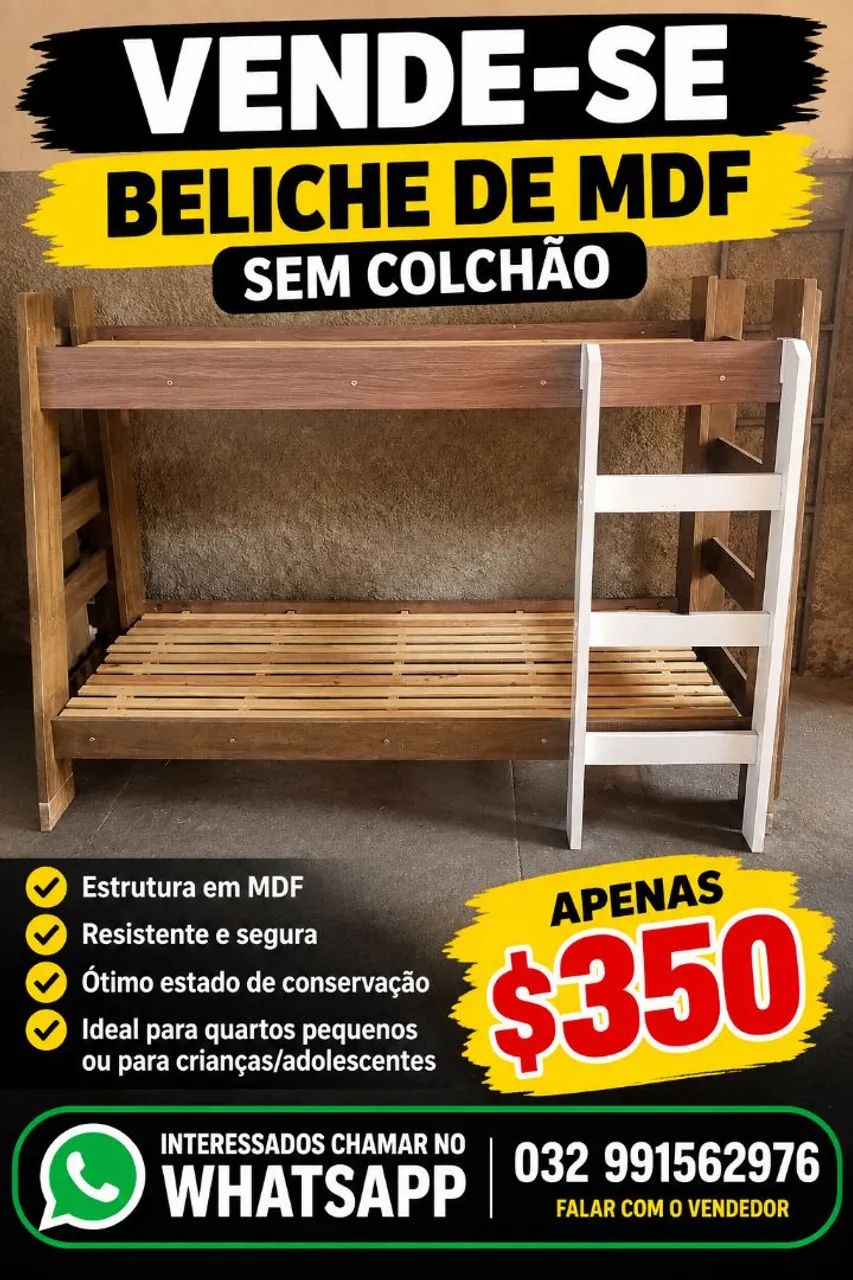 Beliche de MDF sem colchão 