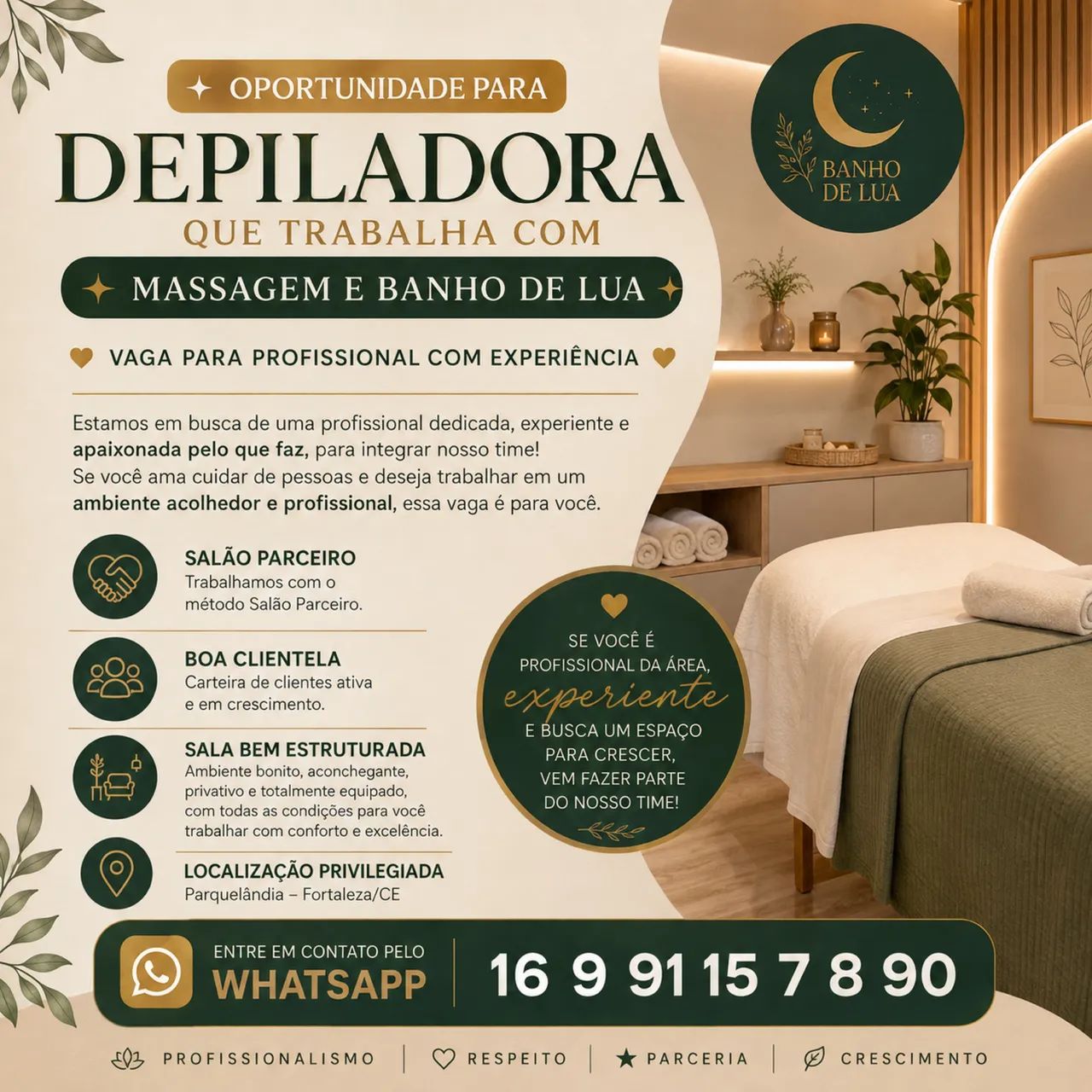 VAGA PARA DEPILADORA- PARQUELÂNDIA